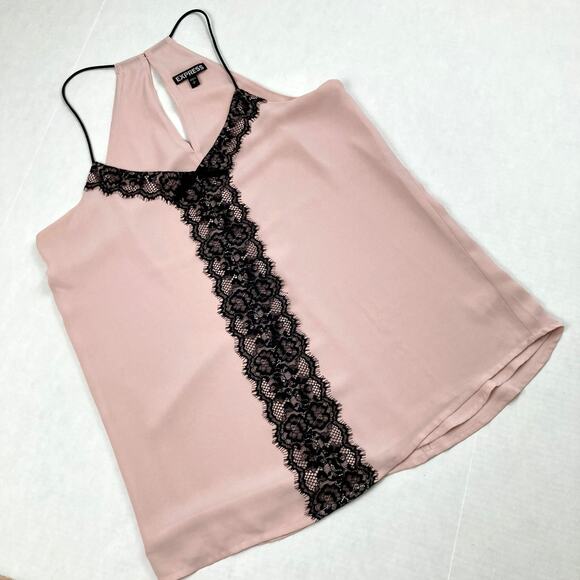Y2K Express Womens S Pink Lace Trim Strappy Going Out Tank Top Coquette Fairy - Picture 1 of 7